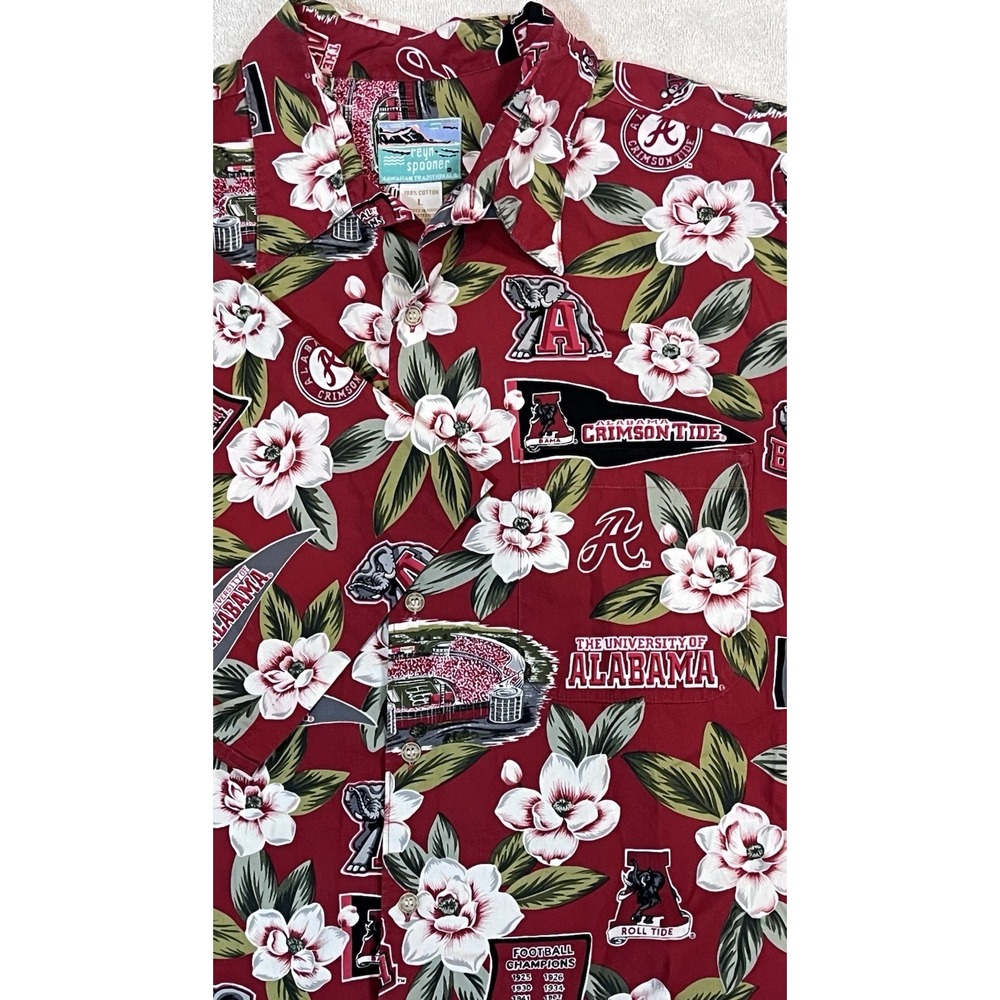 Reyn Spooner University Of Alabama Crimson Tide Hawaiian Shirt Mens Size Large